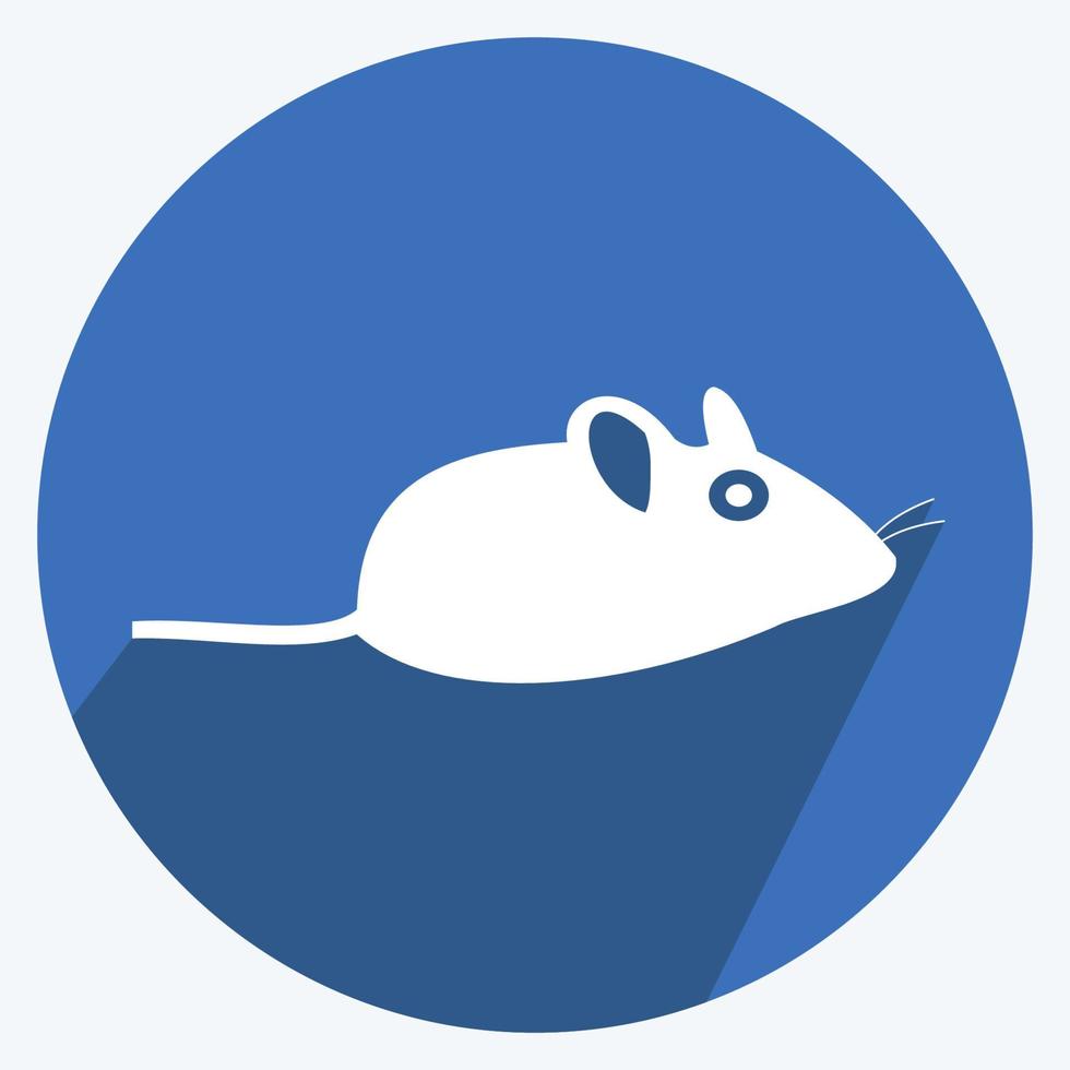 icono de ratón de mascota en estilo moderno de sombra larga aislado en fondo azul suave vector