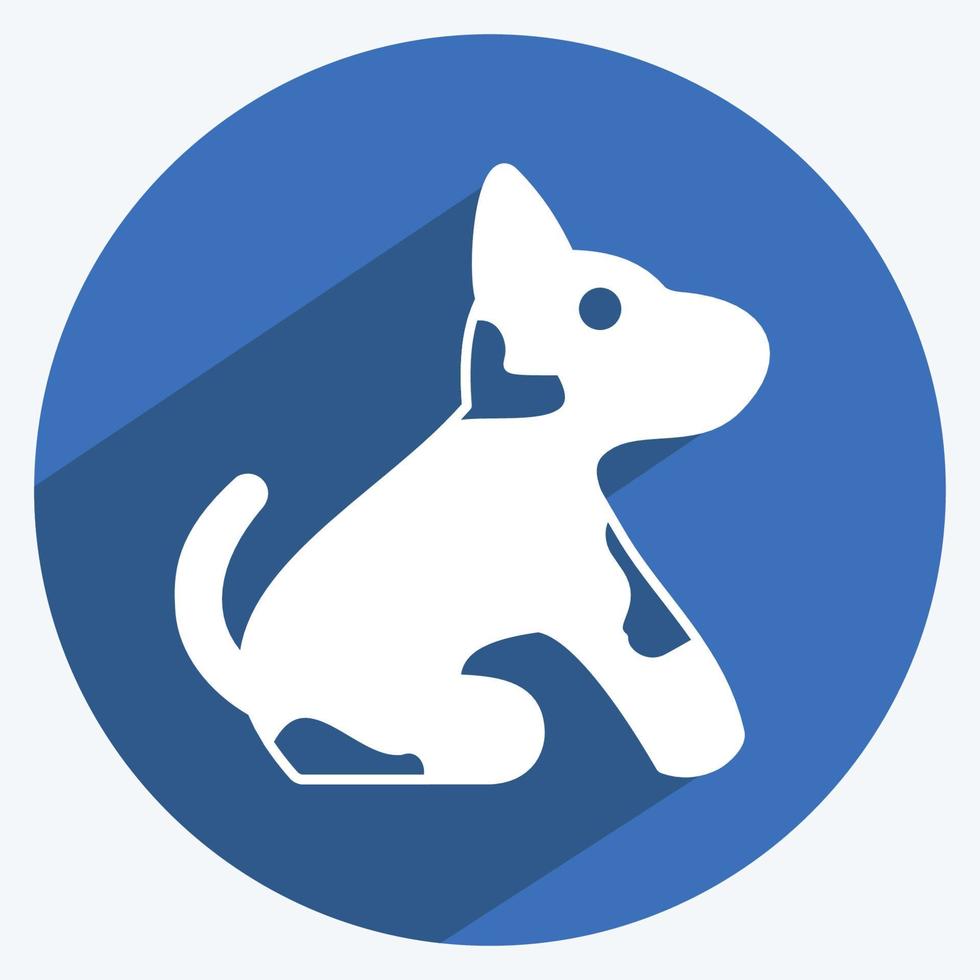 icono de perro mascota en estilo moderno de sombra larga aislado en fondo azul suave vector