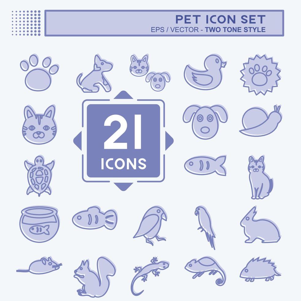 Pet Icon Set in trendy two tone style isolated on soft blue background vector