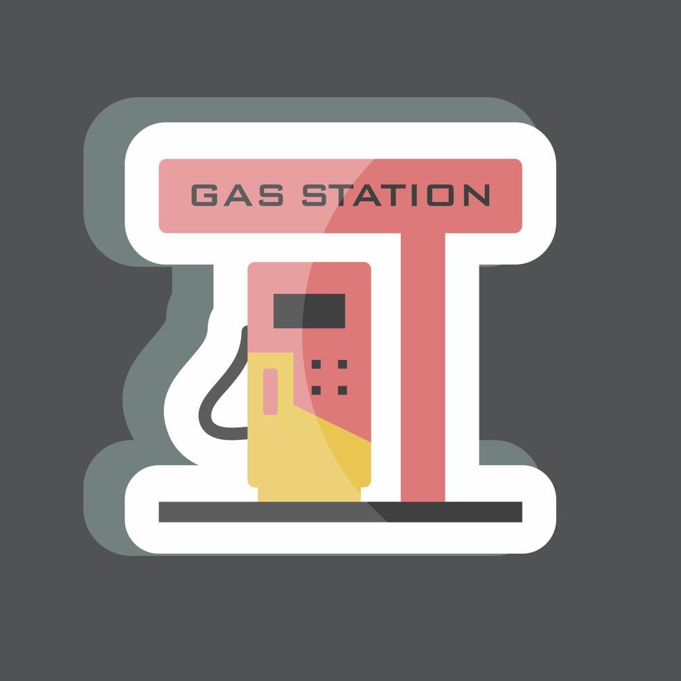 Gas Station Sticker in trendy isolated on black background vector