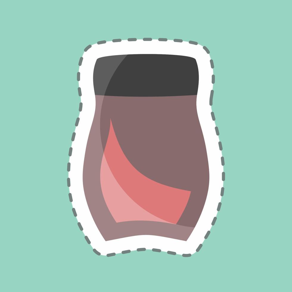 Coffee bottle Sticker in trendy line cut isolated on blue background vector