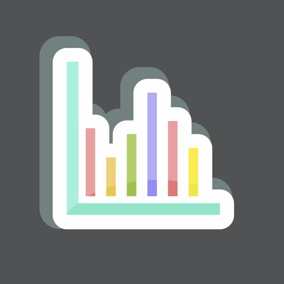 Column Chart Sticker in trendy isolated on black background vector