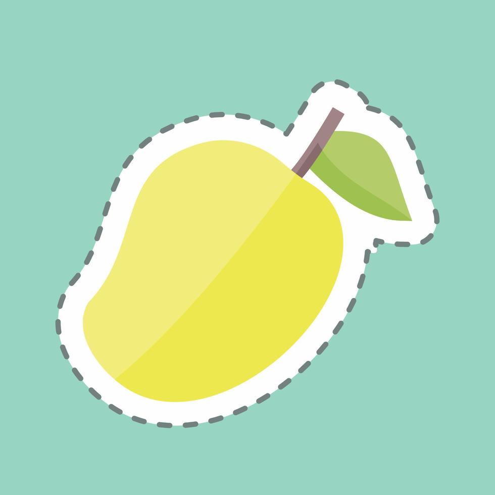 Mango Sticker in trendy line cut isolated on blue background vector