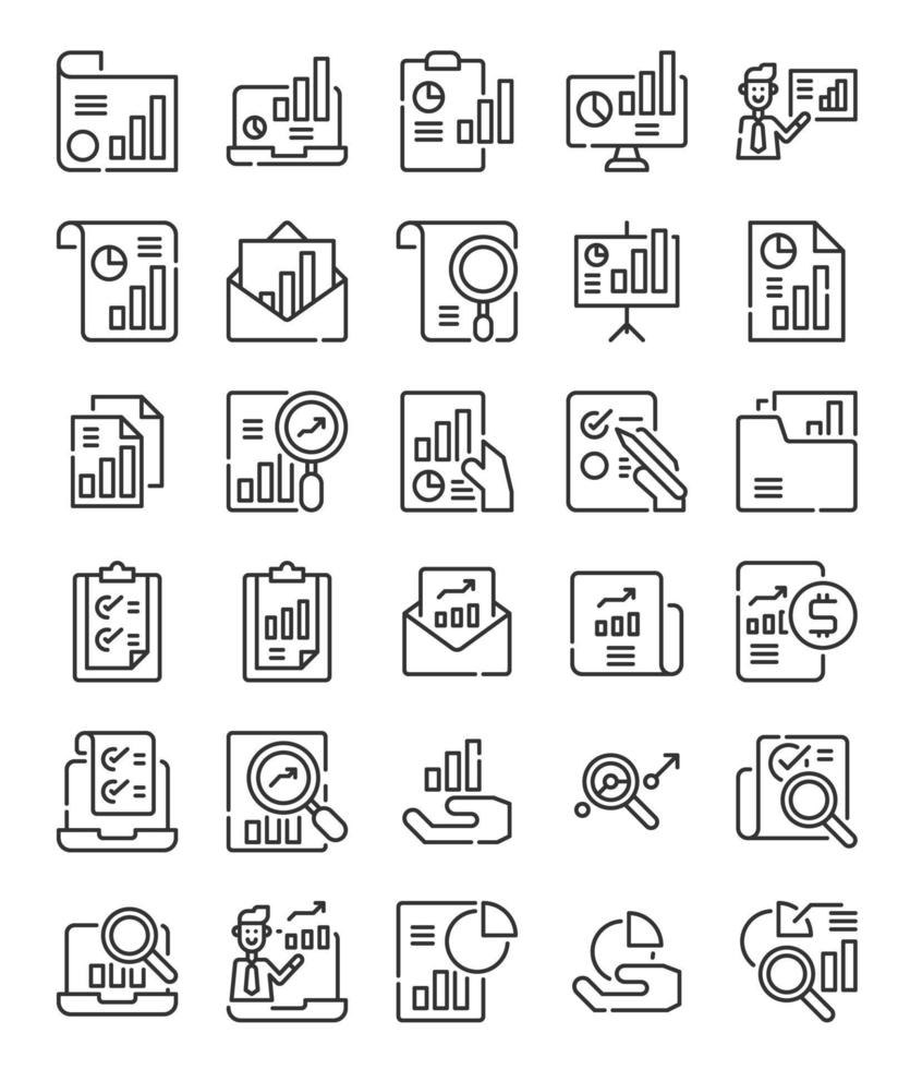 simple line report analysis document icon vector