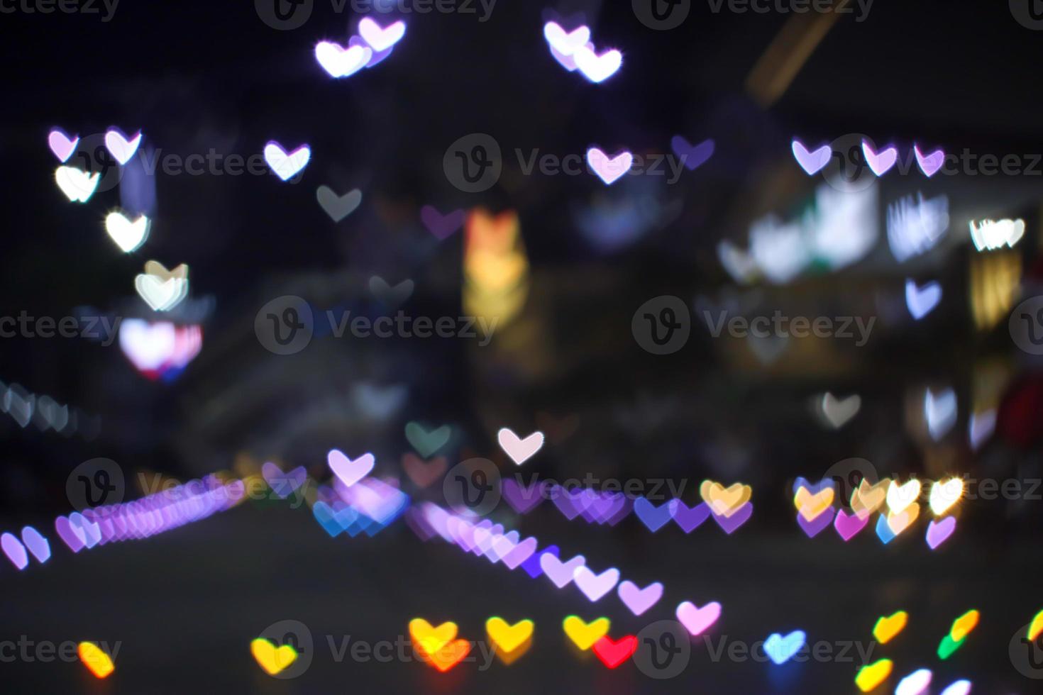 colorful bokeh and blur heart shape love valentine day photo