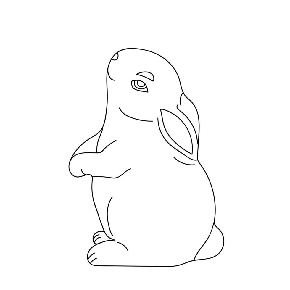 Black rabbit outline on a white background. vector