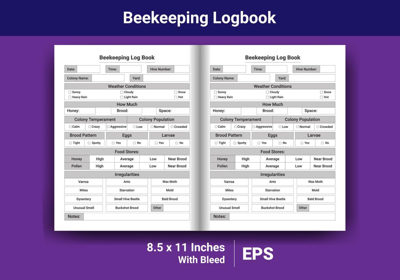 Beekeeping Logbook Journal vector