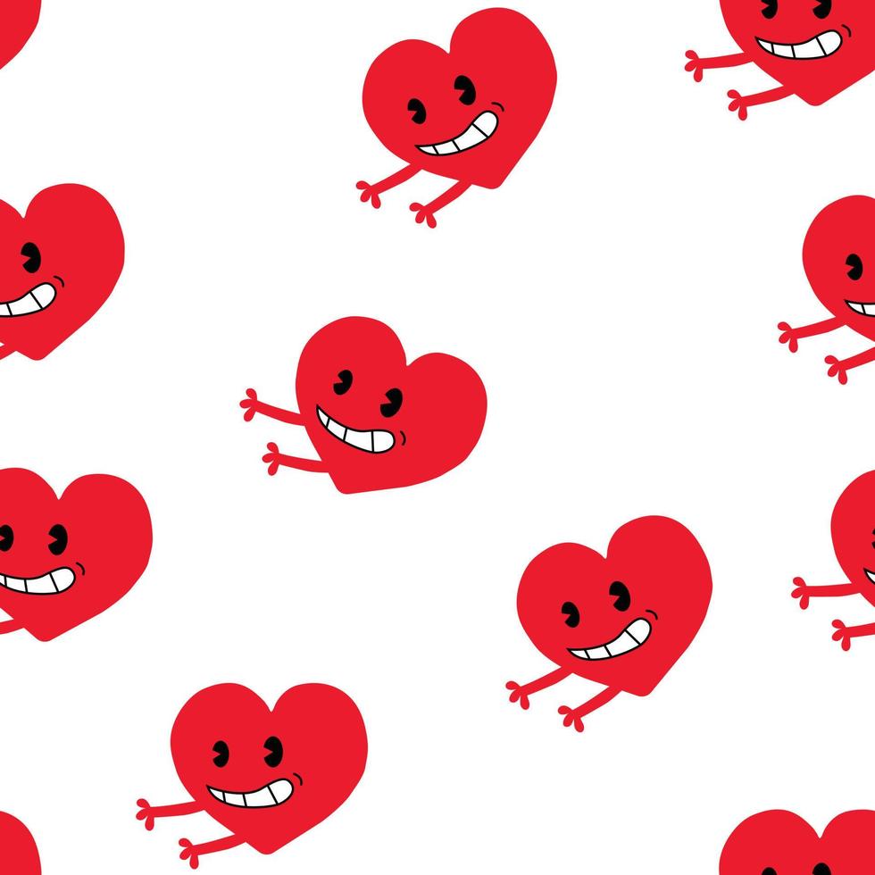 amor sonriente corazón de patrones sin fisuras vector