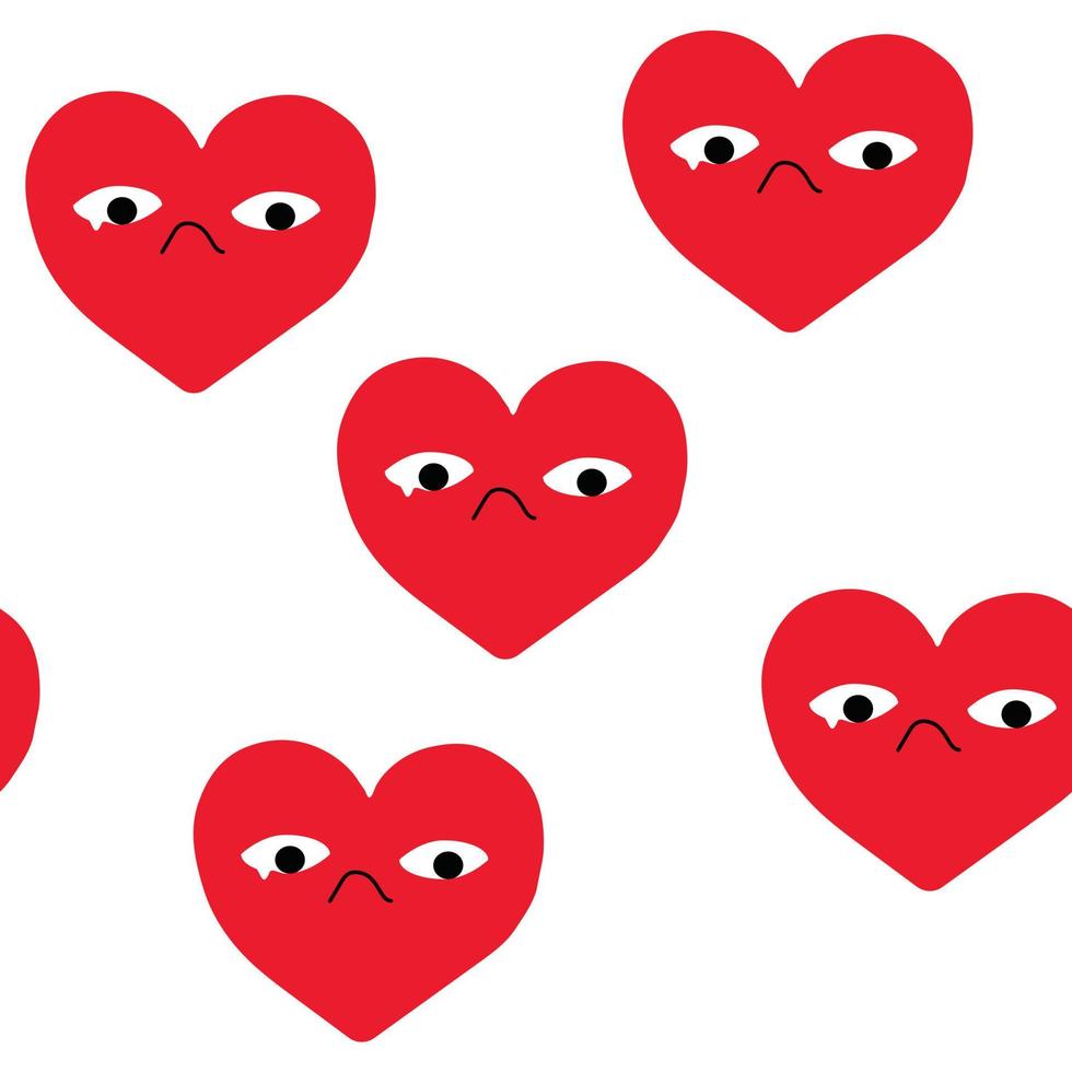 Unhappy love heart seamless pattern vector
