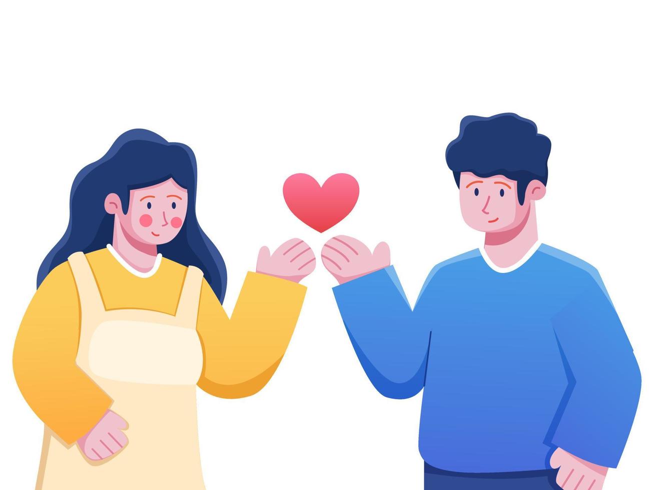 Man and Women Love Each Other. Couple Characters Illustration Valentine's Day 14 February. Couple in love. Can be used for greeting cards, postcards, web, social media, animation. vector
