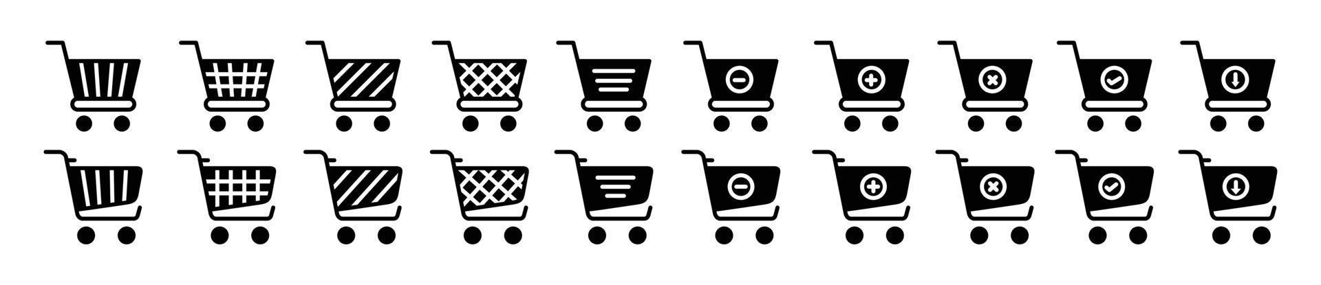 vector  Full and empty shopping cart symbol shop and sale,Shopping cart line icon set