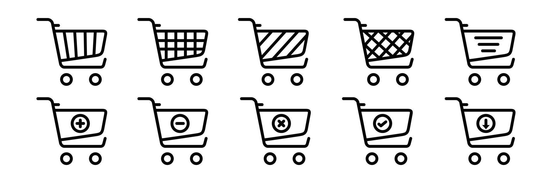 vector  Full and empty shopping cart symbol shop and sale,Shopping cart line icon set