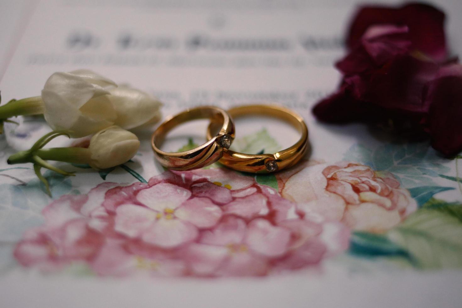 Wedding rings symbol love family. A pair of simple wedding rings photo