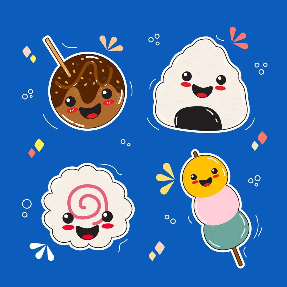 Vector illustrations Hand drawn of design cartoon characters.  stamps or stickers with abstract funny cute comic characters.
