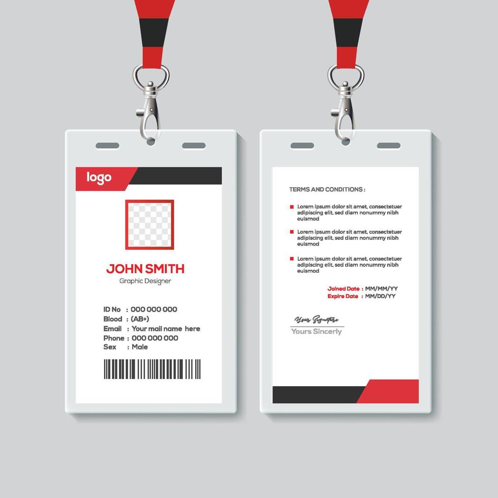 Simple ID Card Design Template. Professional Identity Card Template Vector for Employee.