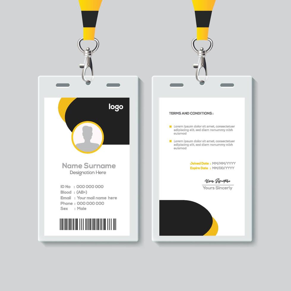 plantilla de diseño de tarjeta de identificación simple. vector de plantilla de tarjeta de identidad profesional para empleado.