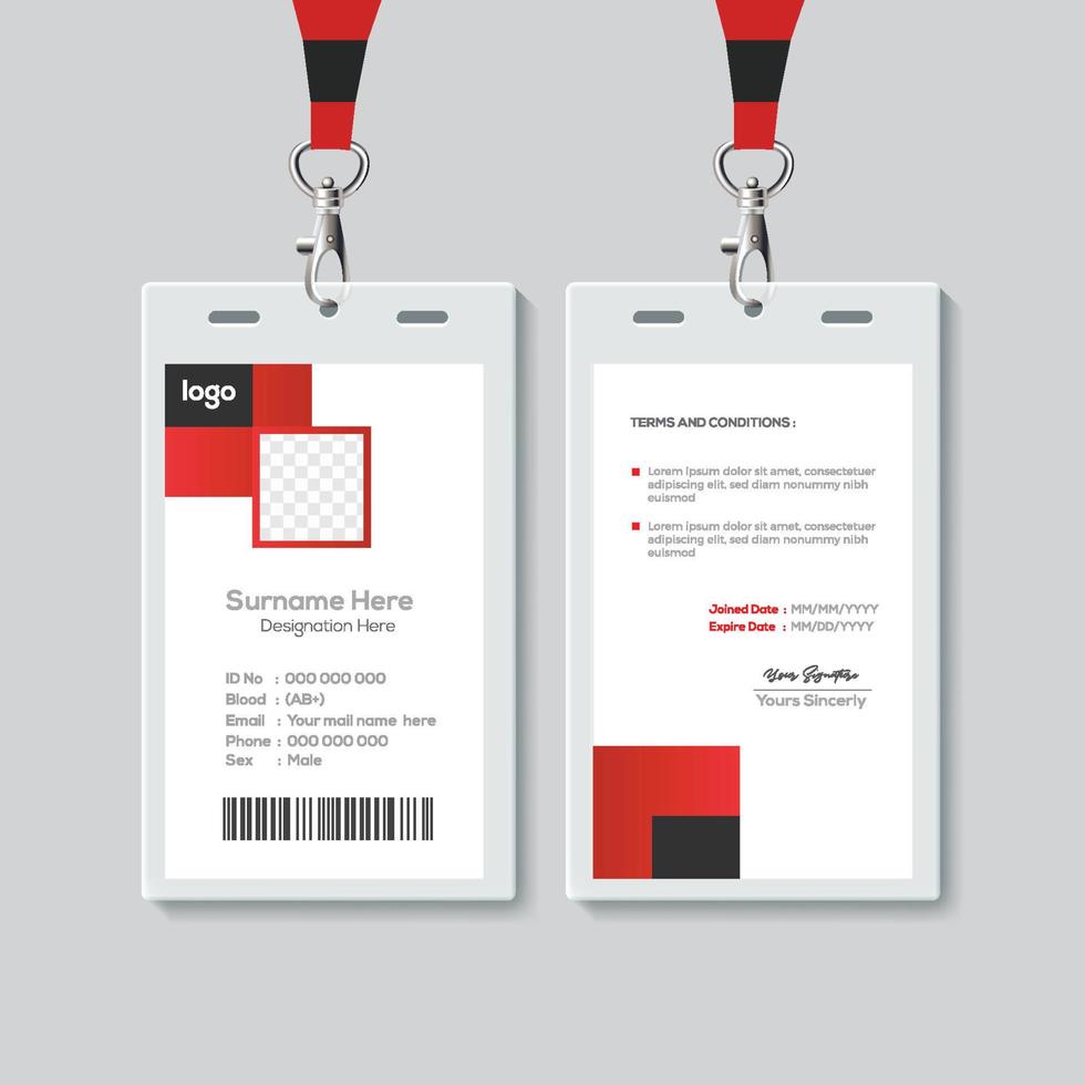 plantilla de diseño de tarjeta de identificación simple. vector de plantilla de tarjeta de identidad profesional para empleado.
