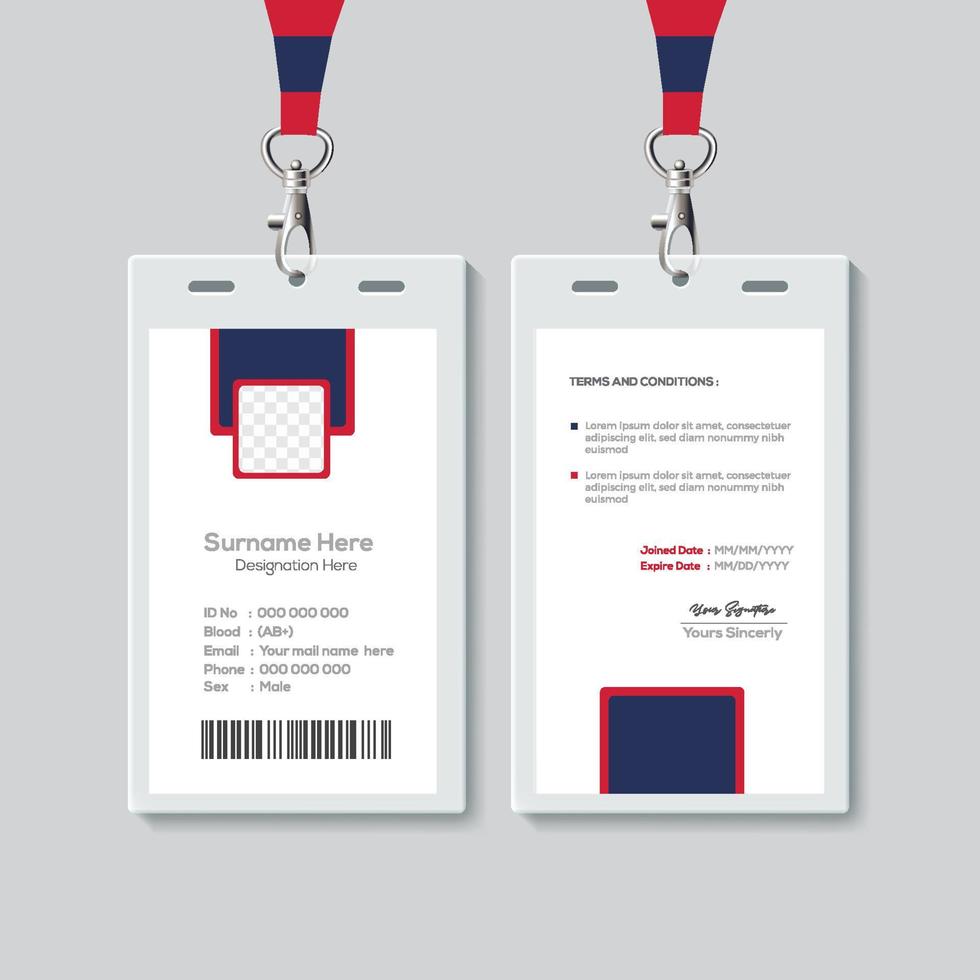 Simple ID Card Design Template. Professional Identity Card Template Vector for Employee.