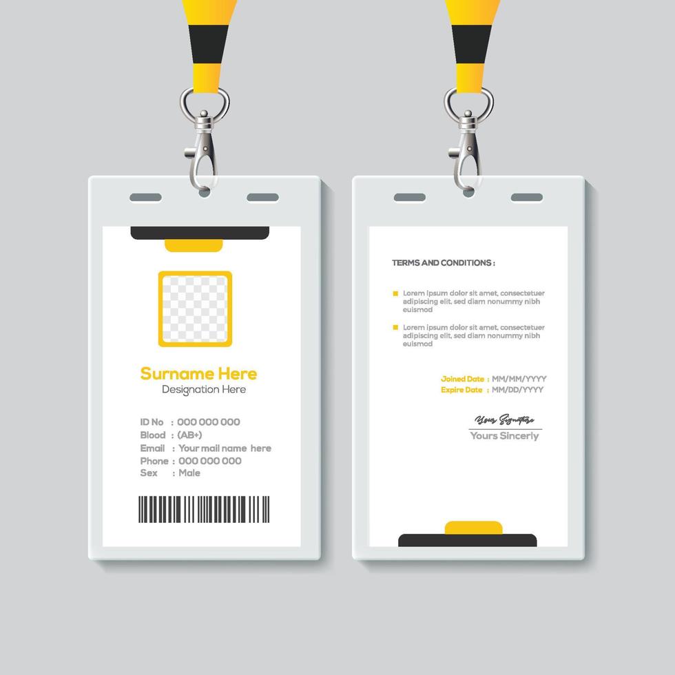 Simple ID Card Design Template. Professional Identity Card Template Vector for Employee.