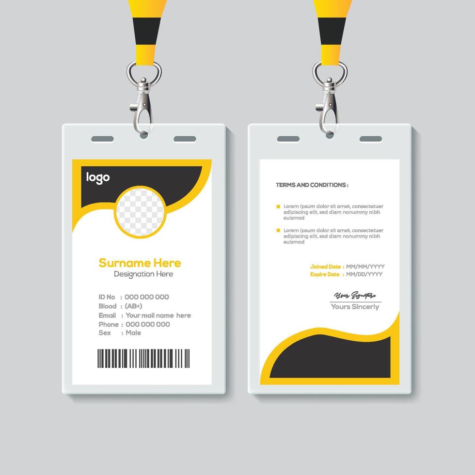 Simple ID Card Design Template. Professional Identity Card Template Vector for Employee.