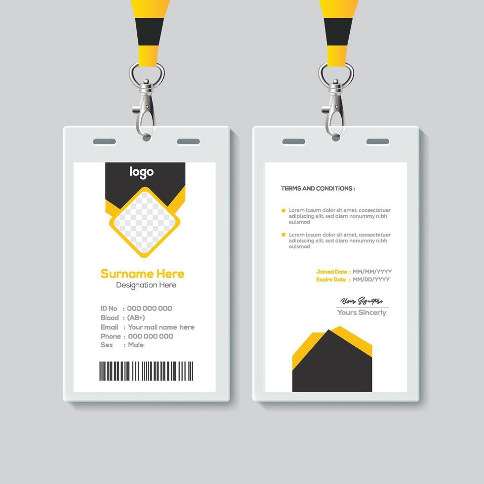 Simple ID Card Design Template. Professional Identity Card Template Vector for Employee.