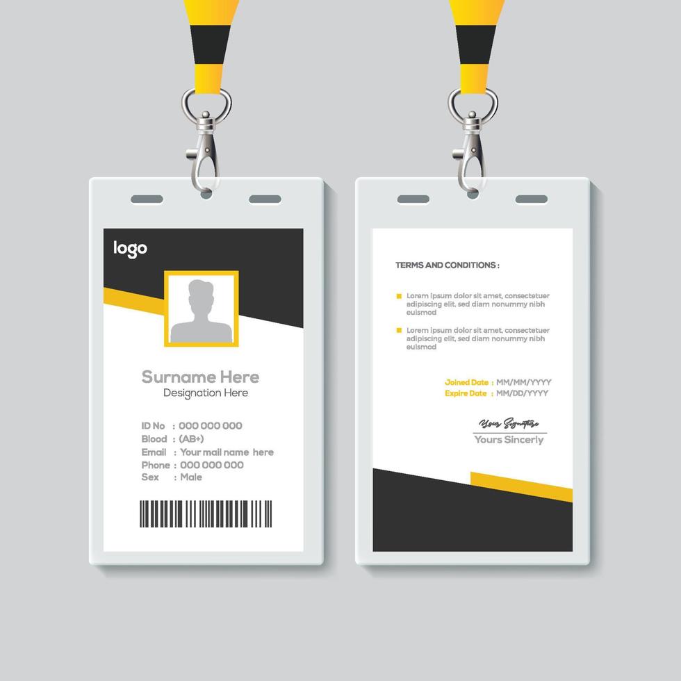 Simple ID Card Design Template. Professional Identity Card Template Vector for Employee.