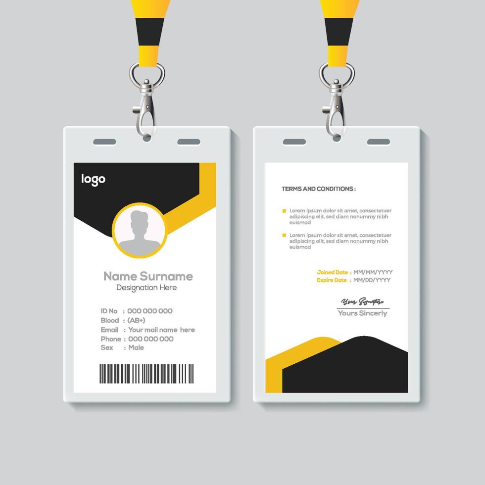 Simple ID Card Design Template. Professional Identity Card Template Vector for Employee.