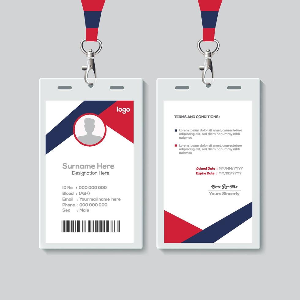 Simple ID Card Design Template. Professional Identity Card Template Vector for Employee.