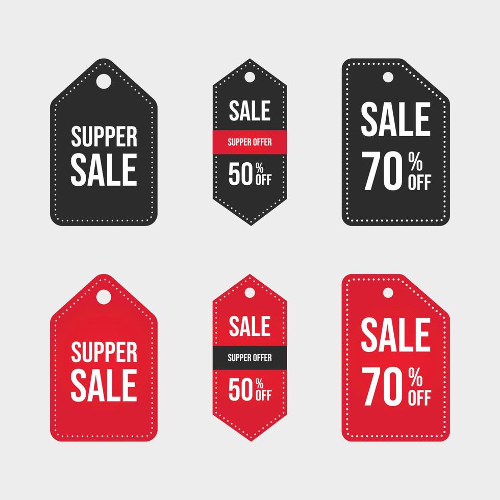 Black and red color sale badge. Discount sticker collection. Super offer discount tag with black and red color. Super Sale coupon vector. Offer badge collection. Mega sale badge set. vector