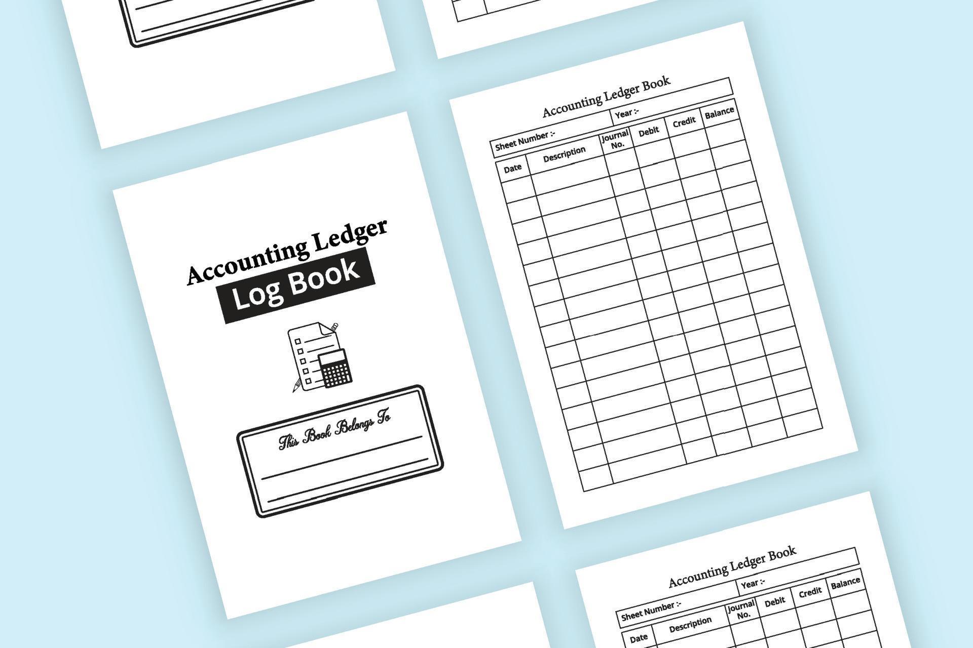 Accounting ledger notebook. Business finance tracker ledger. Balance