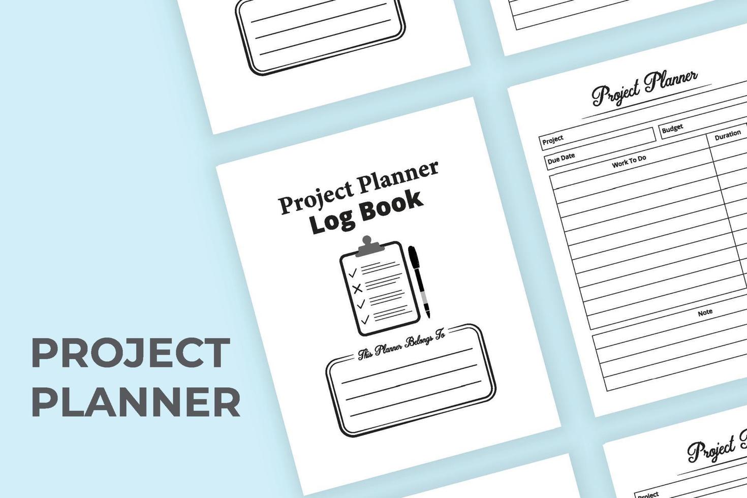 Project planner notebook interior. Task planner logbook. Work planner checklist. Work list notebook. Business management logbook. Project planner journal and task tracker. vector