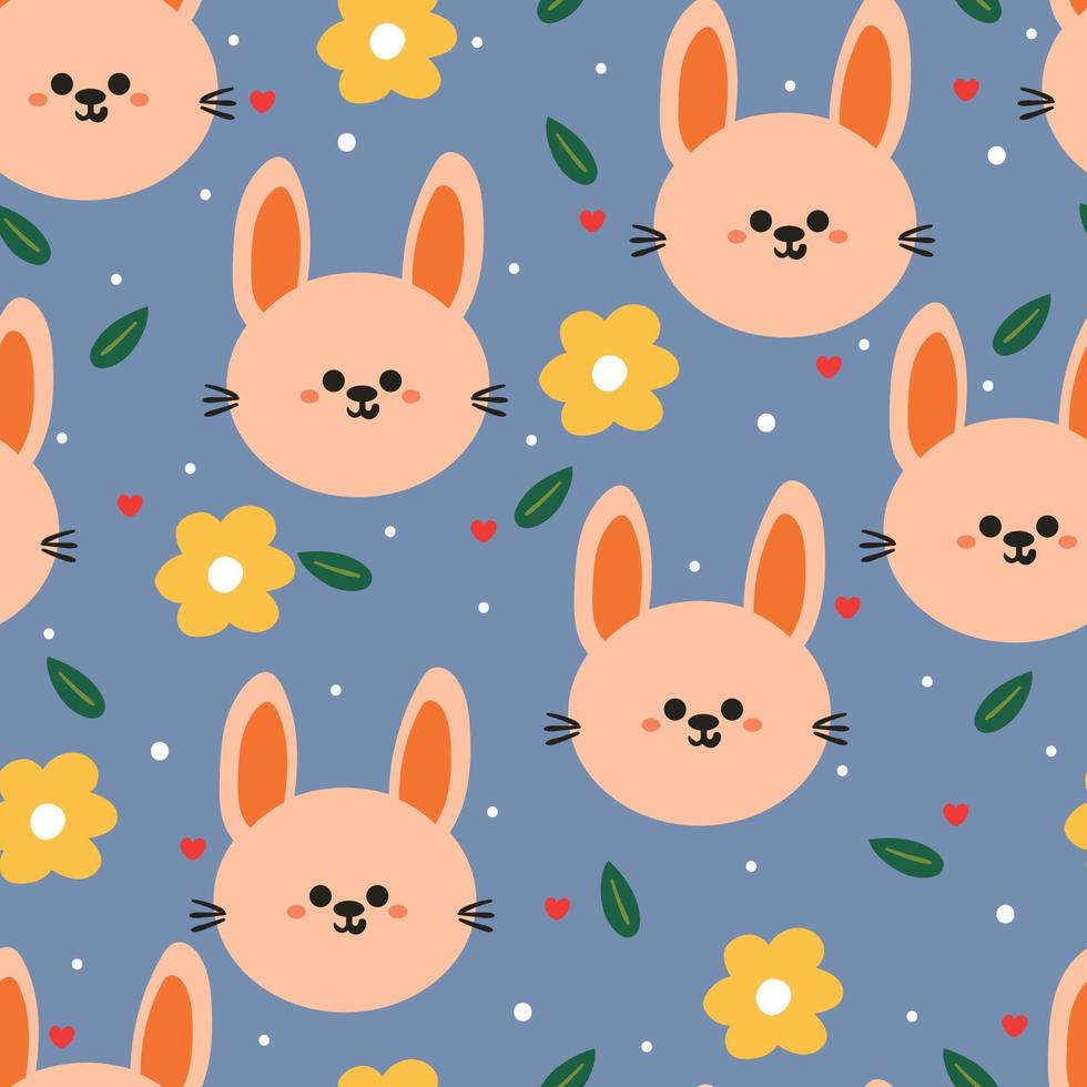 seamless pattern cartoon bunny and flower for fabric print, kids wallpaper, gift wrapping paper vector
