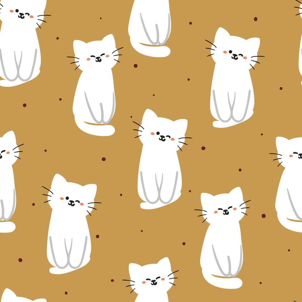 samless pattern cute cartoon cat for fabric print, kids wallpaper and gift wrapping paper vector