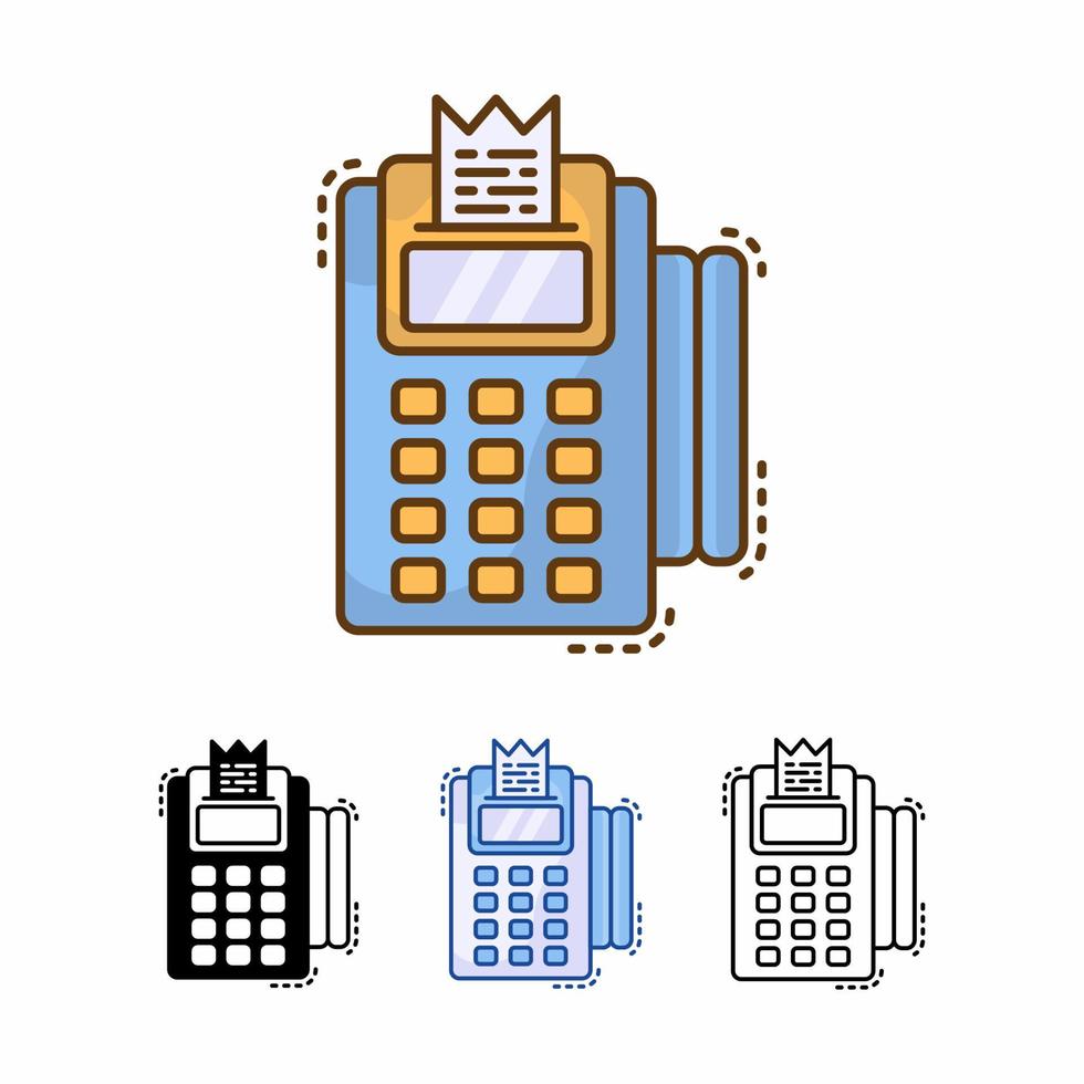 Cajero automático, icono de vector de máquina deslizante aislado sobre fondo blanco. línea rellena, contorno, sólido, azul, icono. los signos y símbolos se pueden usar para web, logotipo, aplicación móvil, ui, ux