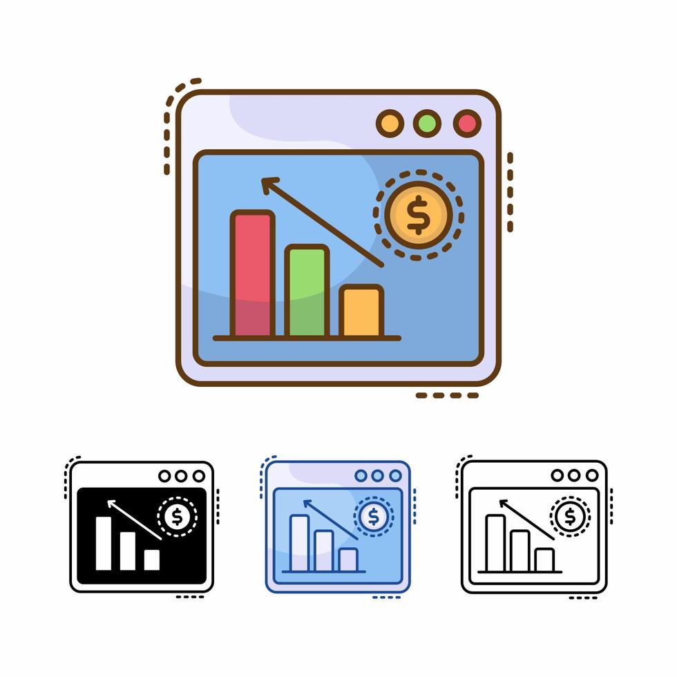 website growth analysis vector icon isolated on white background. increase, data analyzing. filled line, outline, solid, blue, icon. Signs and symbols can be used for web, logo, mobile app, UI, UX