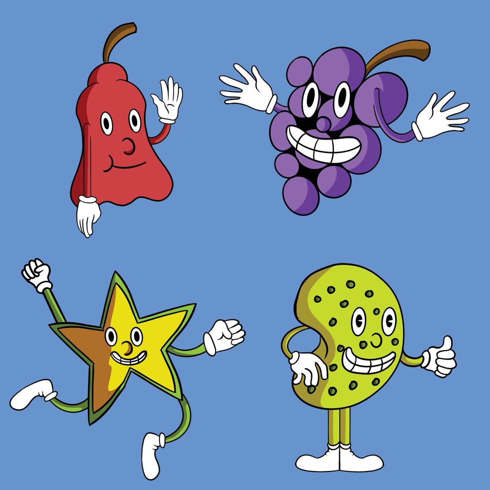 Multicolor cute fruits mascots cartoon vector