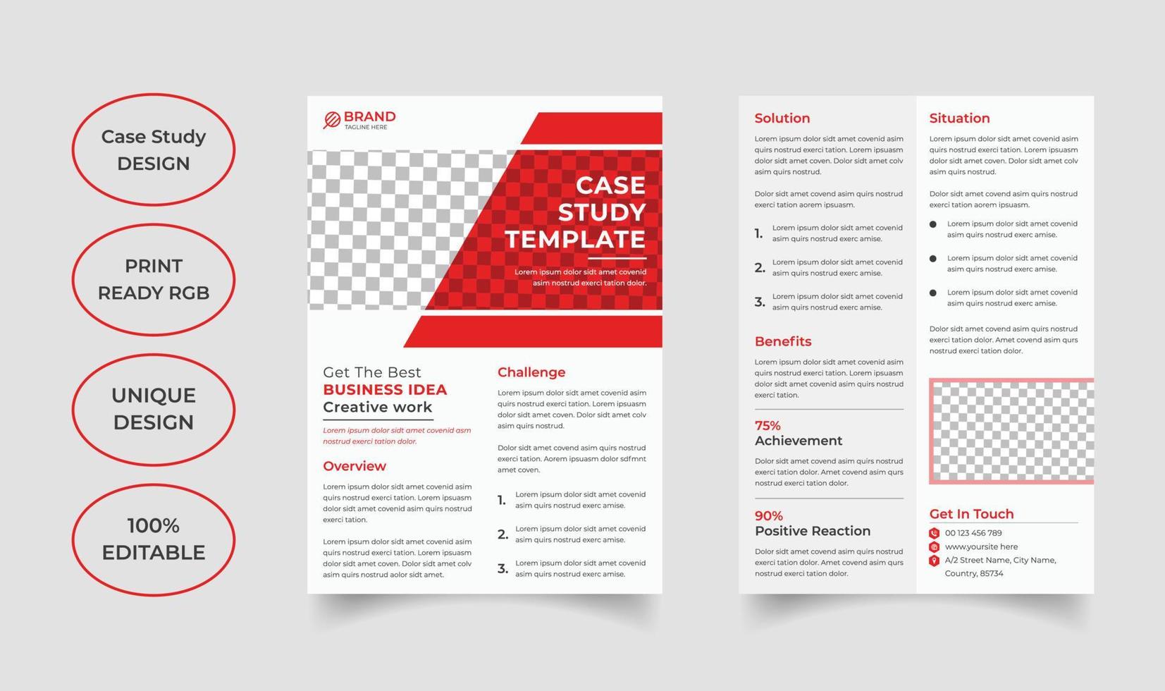 Creative case study template design vector