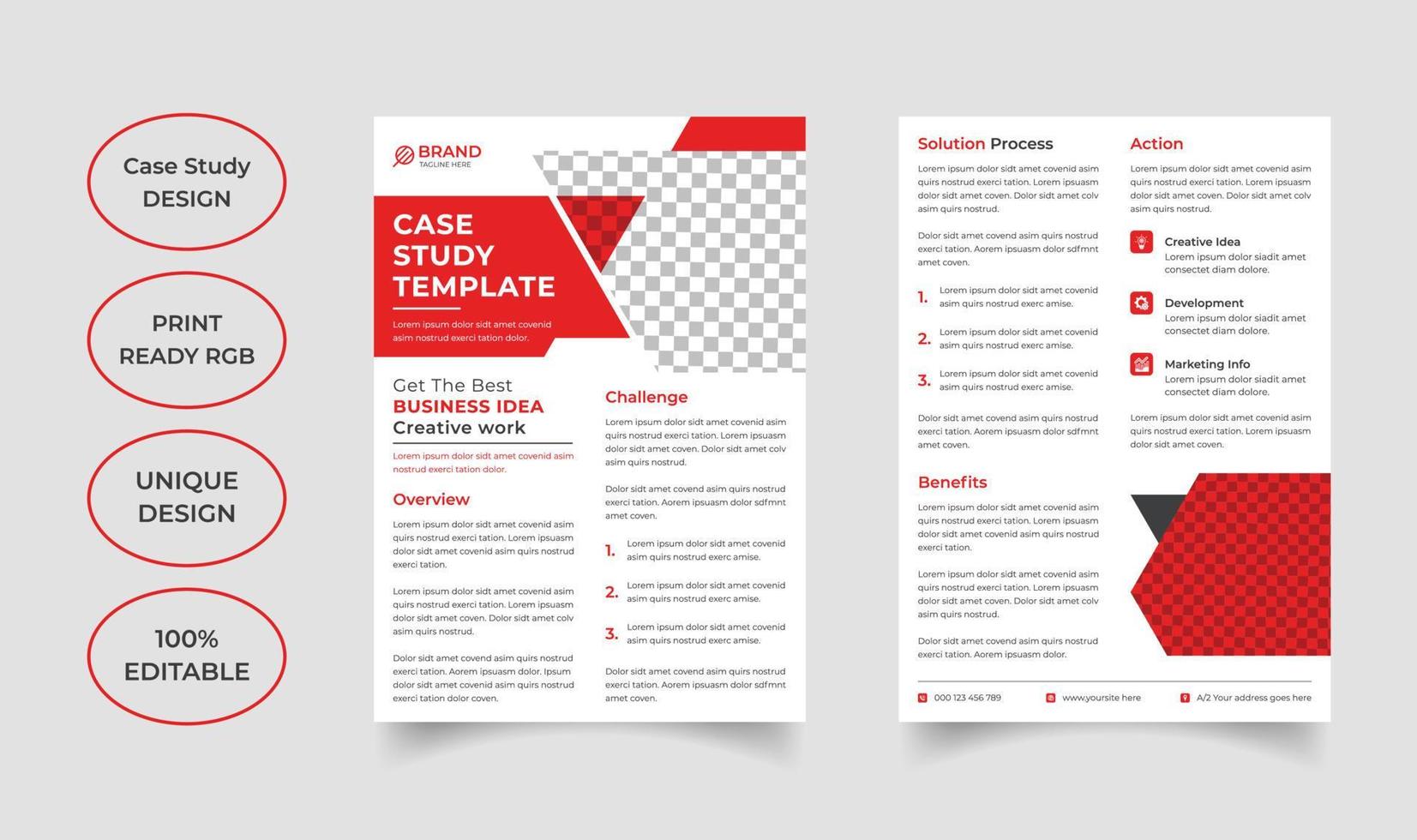 Professional case study template design vector