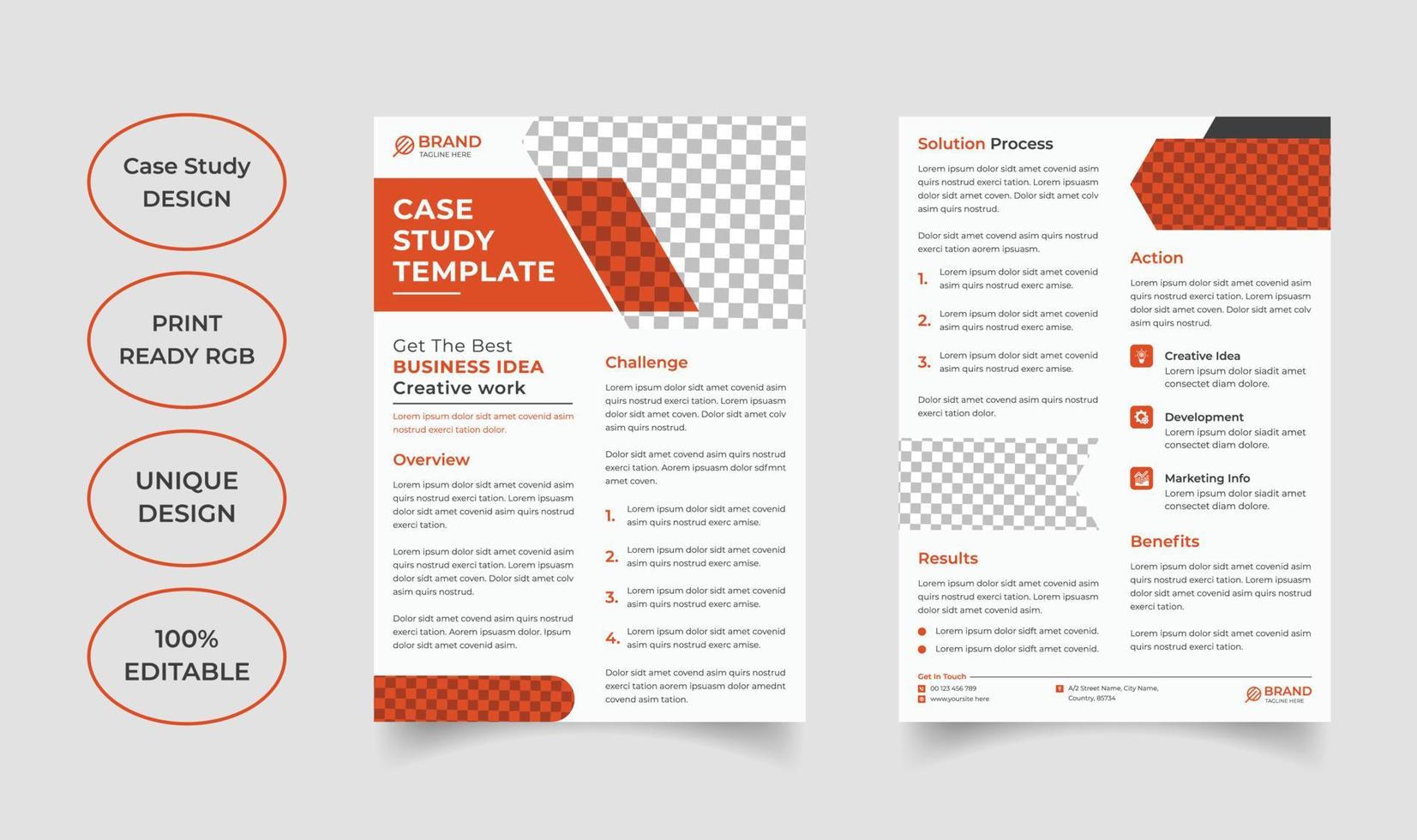 Professional case study template design vector