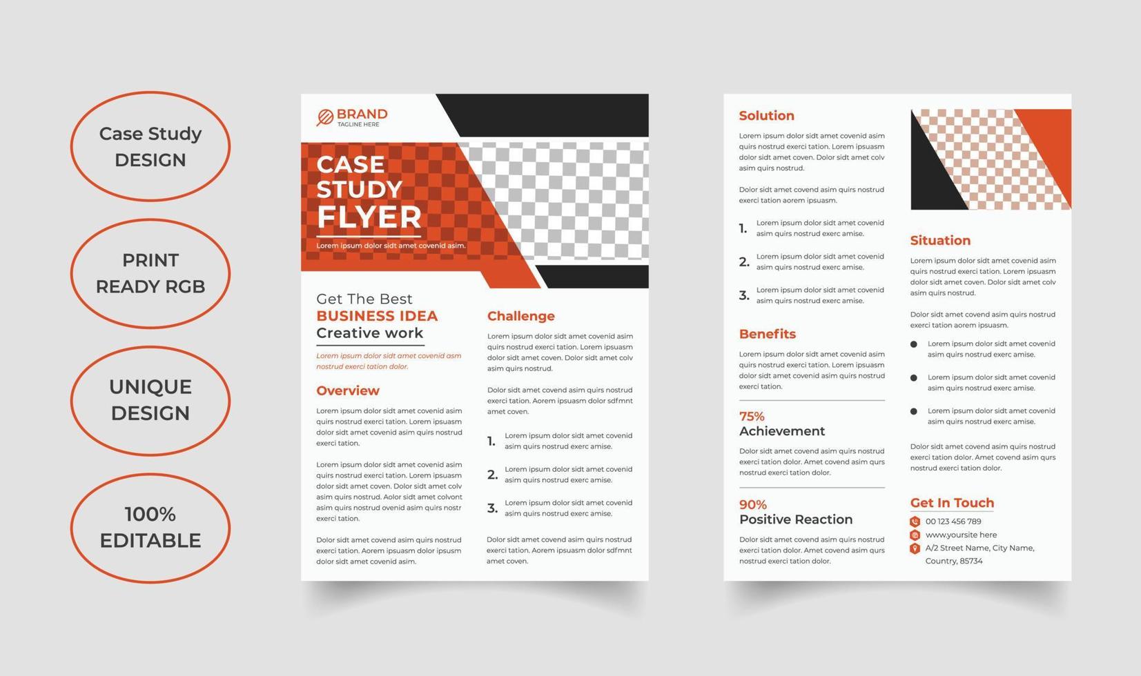 Modern case study template design vector