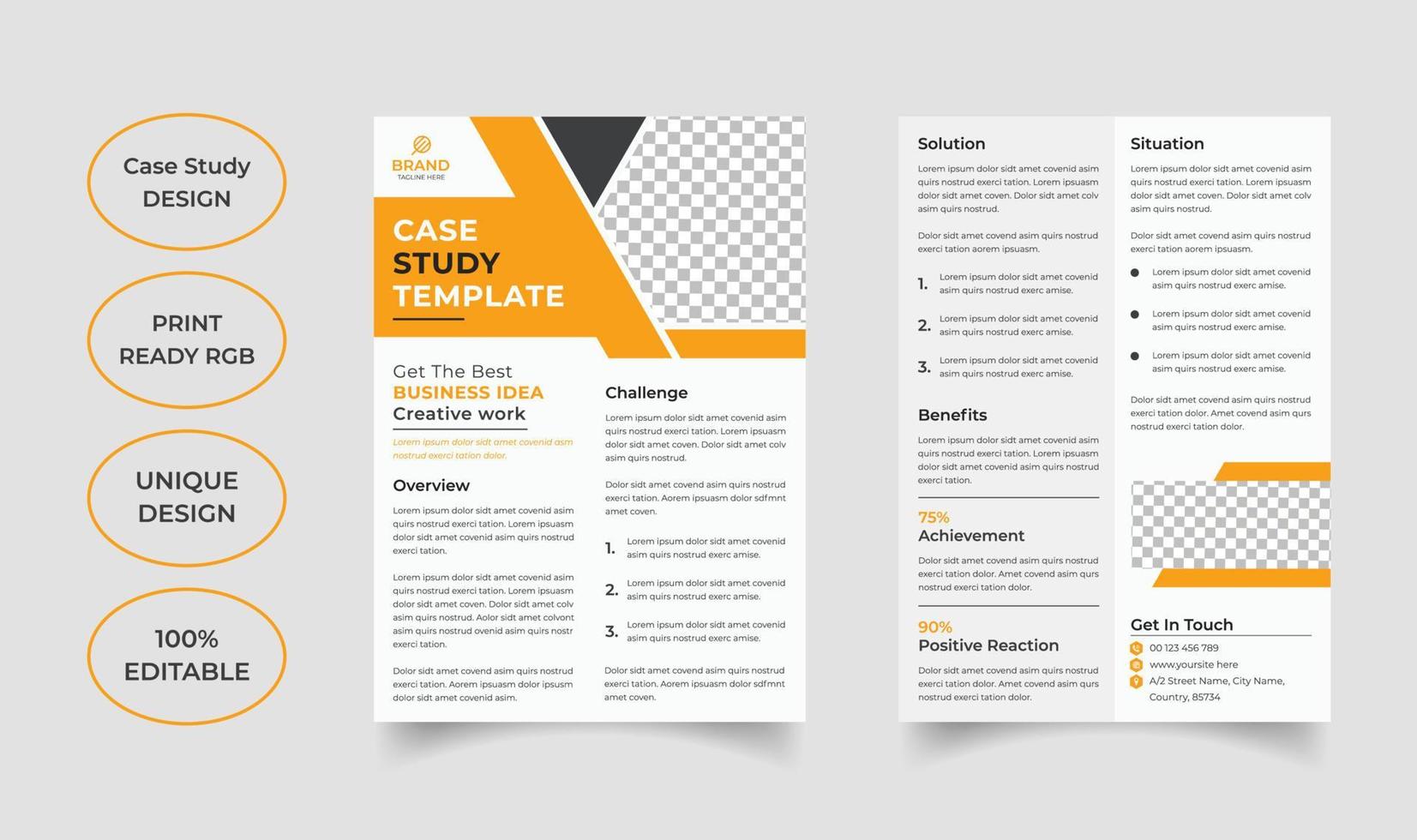 Creative case study template design vector