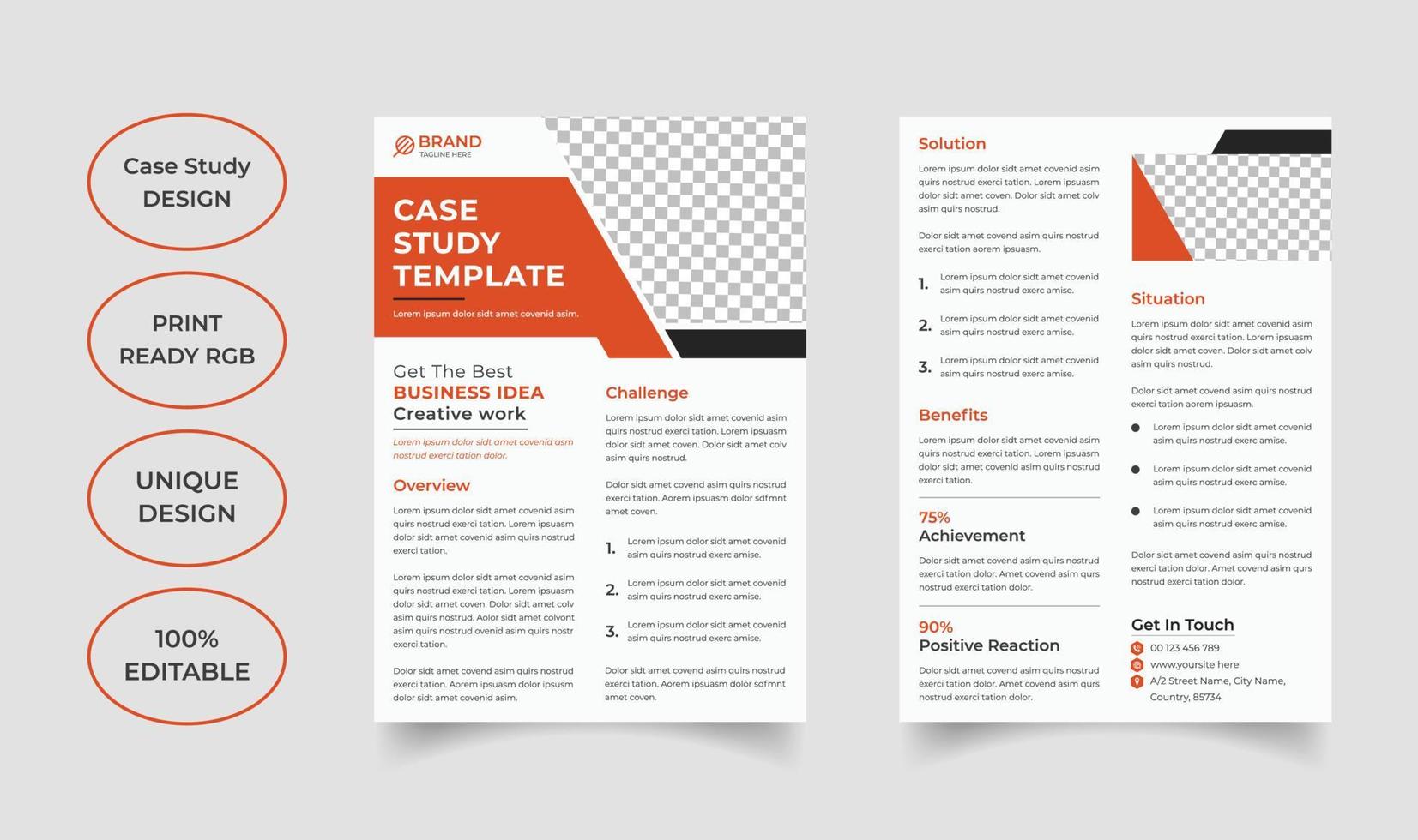 Modern case study template design vector