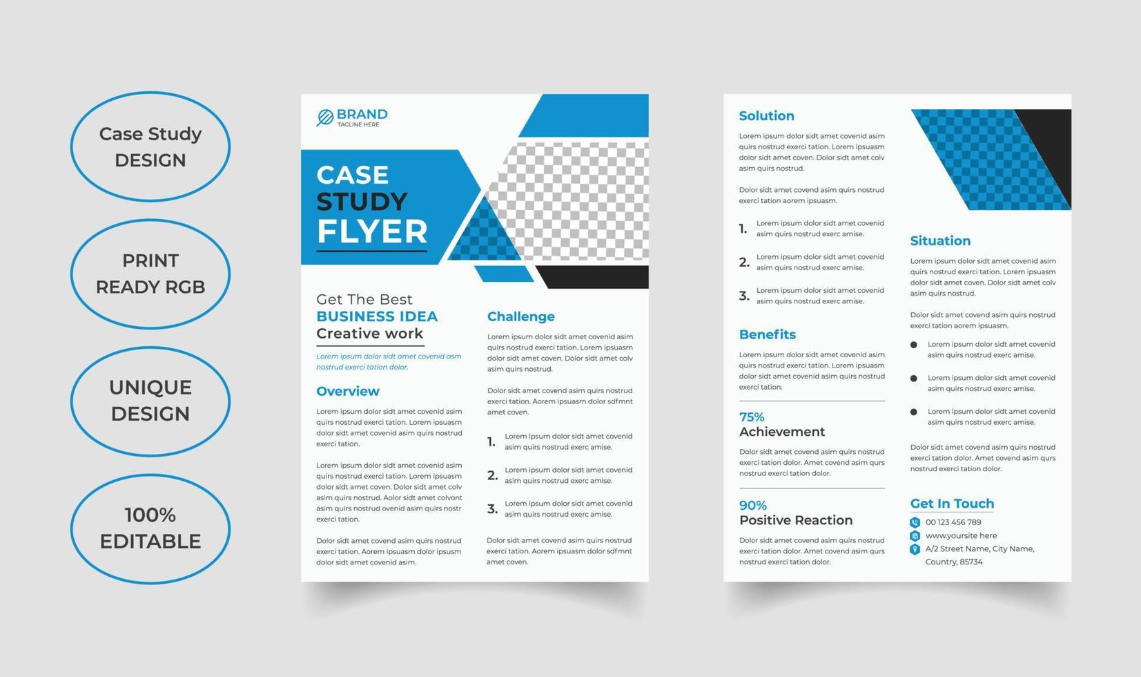 Modern case study template design vector