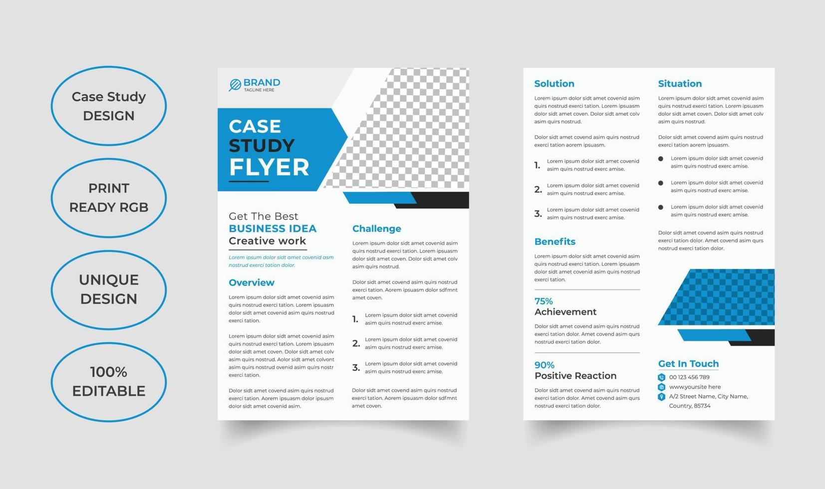 Modern case study template design vector