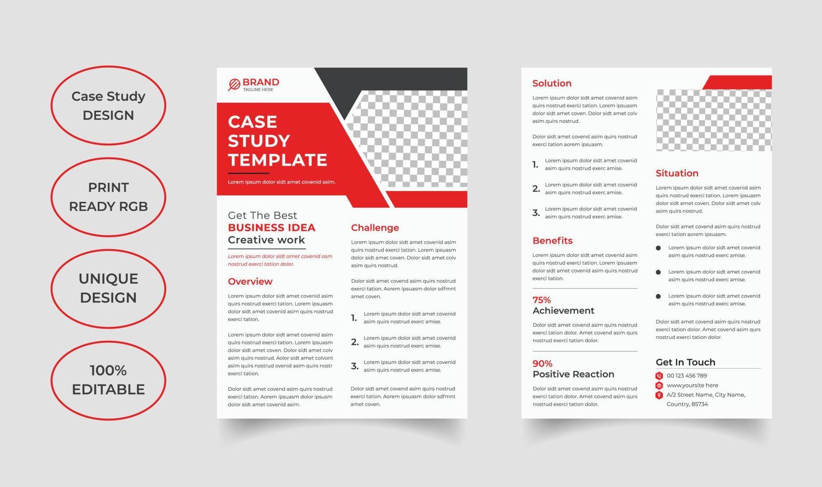 Modern case study template design vector