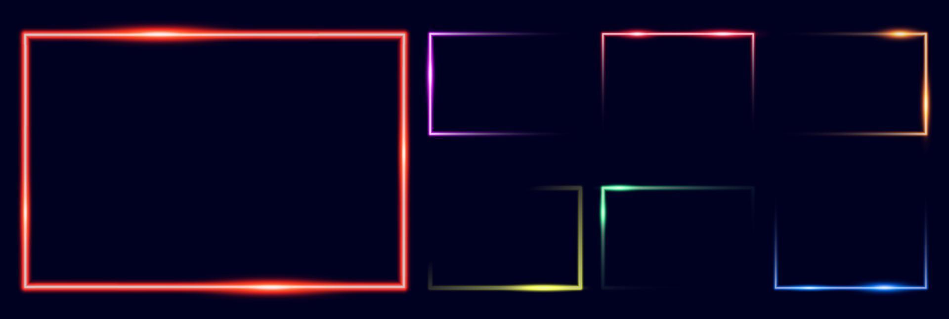 set neon rectangle frame vector