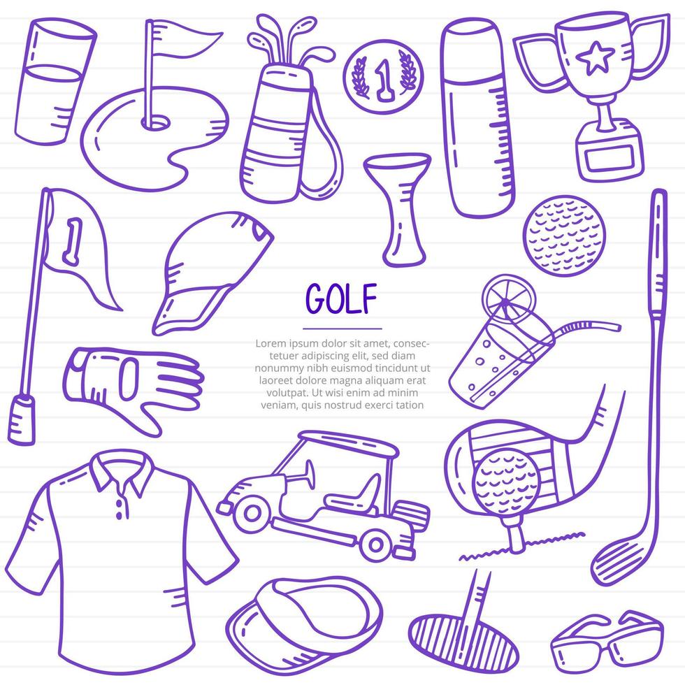 golf sports concept with doodle style for template of banners, flyer, books, and magazine cover vector