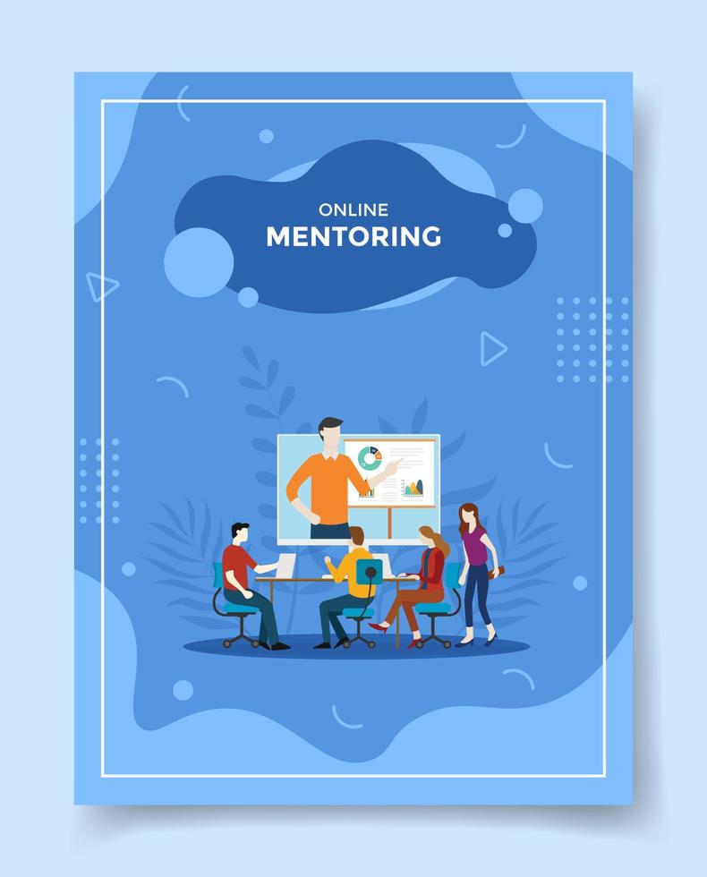 online mentoring concept for template of banners, flyer, books, and magazine cover vector