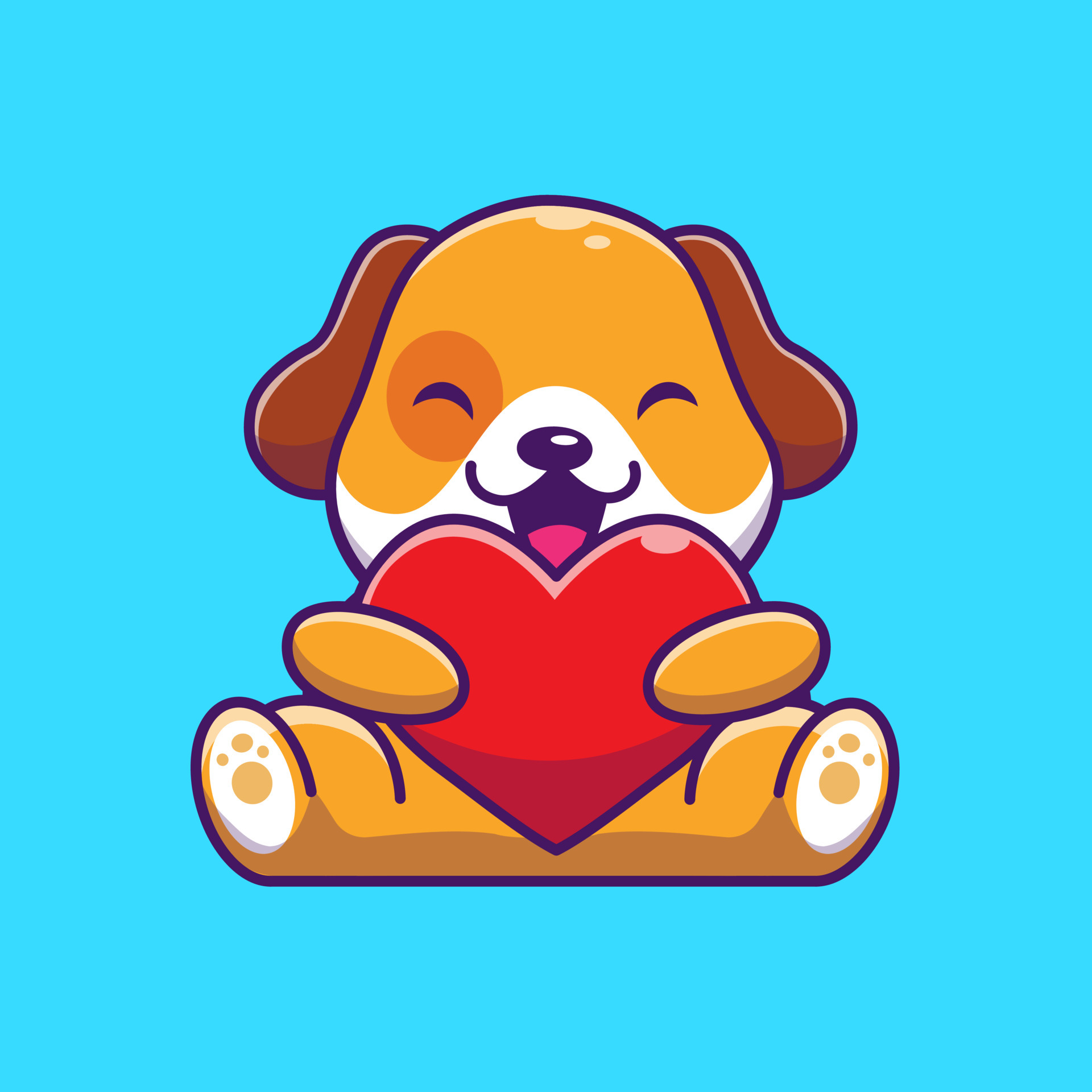 Cute Dog Holding Heart Cartoon Vector Icon Illustration. Animal ...