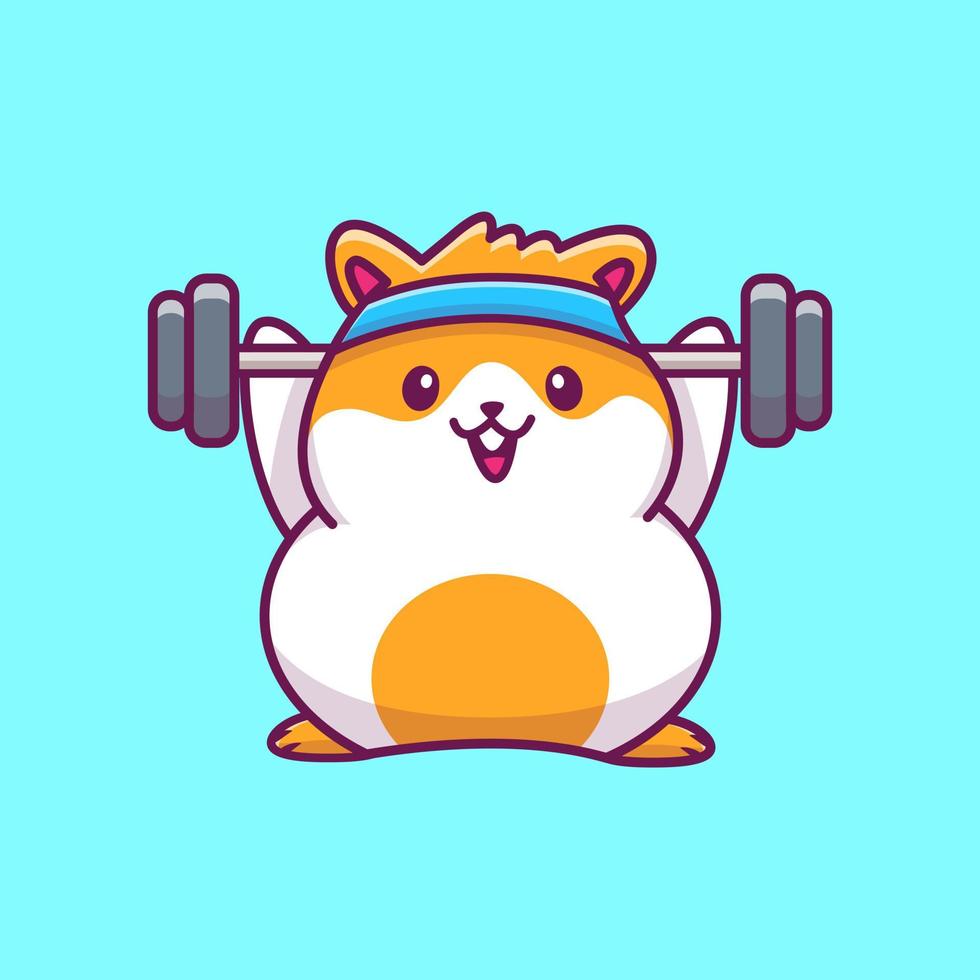 Cute Hamster Gym Cartoon Vector Icon Illustration. Animal  Nature Icon Concept Isolated Premium Vector. Flat Cartoon  Style